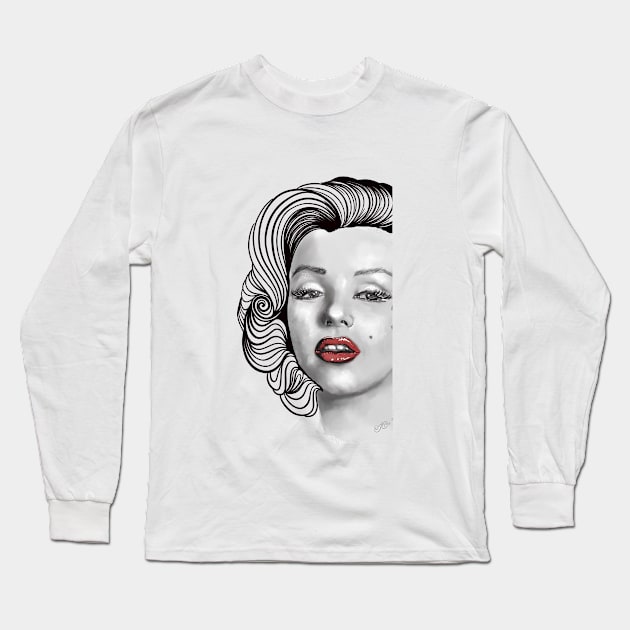 Black and Red Marilyn Long Sleeve T-Shirt by Toni Tees